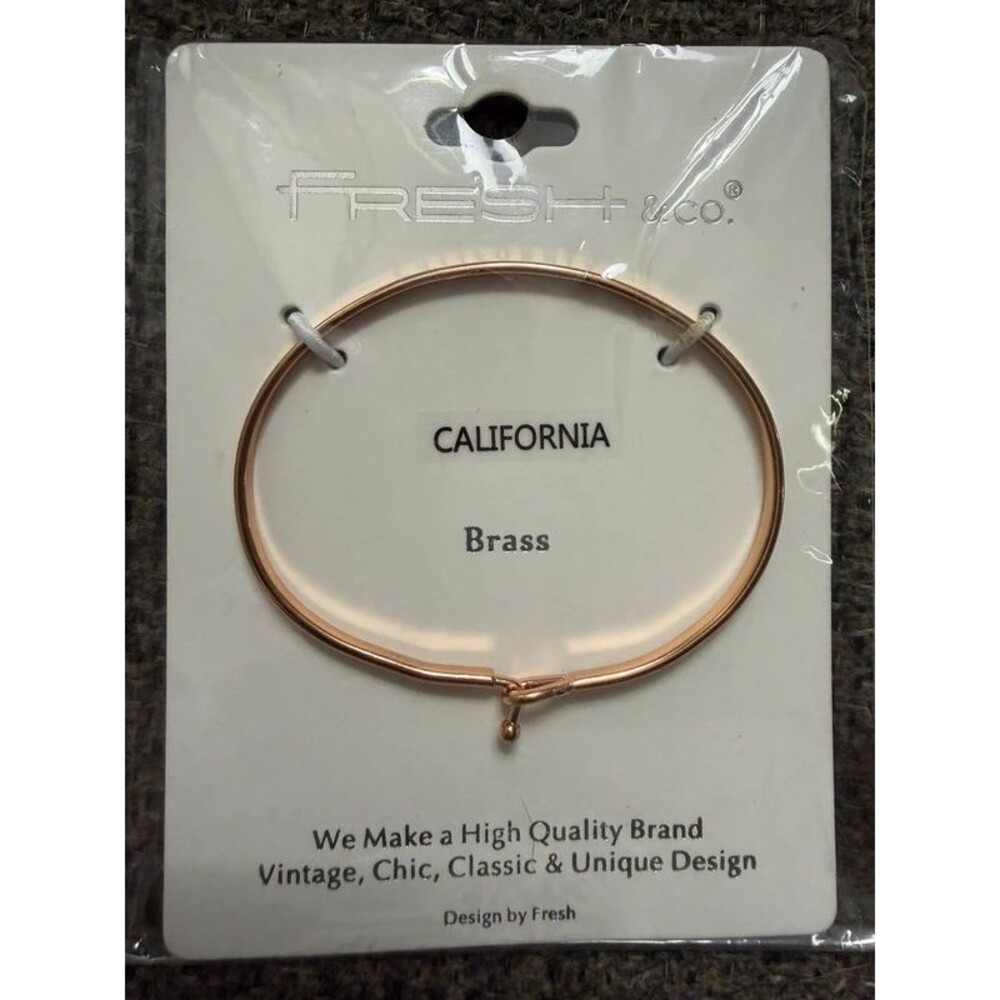 Fresh & Co Brass California Stamped Bangle New on Card
